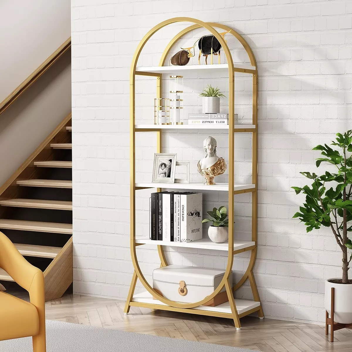 White 5 tier bookshelf deals