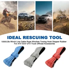 15M 6mm 10000LBS Synthetic Winch Rope Line Recovery Cable for 4WD ATV SUV Boat