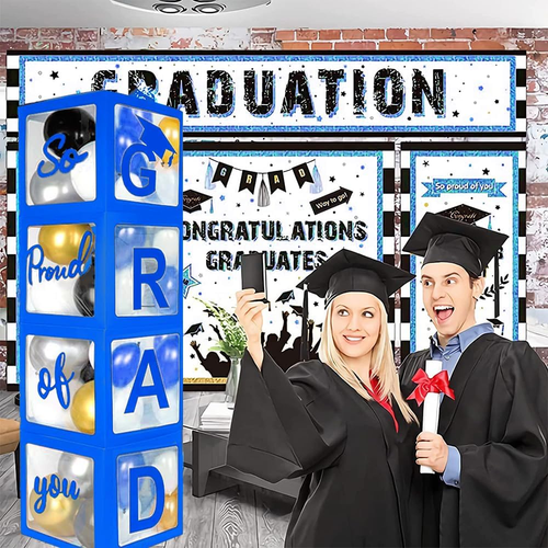 2025 Graduation Party Decoration Black Balloon Boxes with Letters 2025 Grad & so - Picture 2 of 12