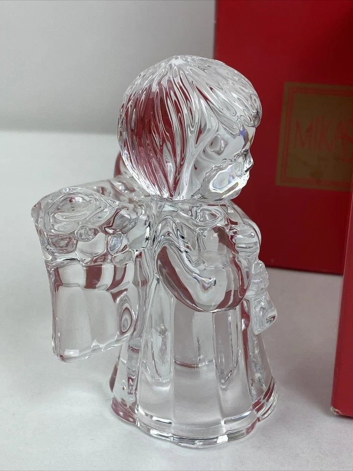 Lote de 4 estatuillas de ángel de vidrio transparente con candelabro Mikasa Sweet Angel de 4 pulgadas Foto 3 de 4