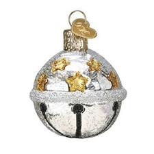 Old World Christmas Silver Jingle Bell Glass Christmas Ornament