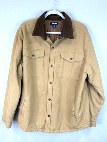 Chaqueta Lands' End Hombres L Tareas Abrigo Granero Marrón Lona Pana Cuello 42-44 Edredón