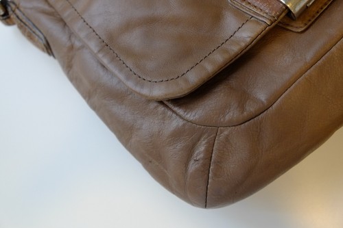 Coach Vintage Brown Gray Leather Shoulder Handbag Zip Top Medium Purse - Prelove - Picture 6 of 23