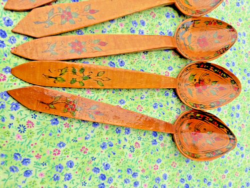 Turkish Wooden Spoons (10) Vintage Hand Made/Painted Haci Guler on all spoons - Picture 5 of 23