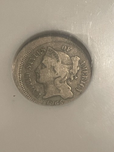 1865 NGC Vg 10 Three Cent Nickel Struck 10% Off Center Cool Error - Picture 2 of 10