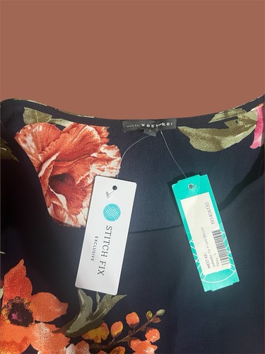 Blusa West Kei Floral Top Corbata Delantera o Trasera Nueva con Etiquetas Talla Grande - Imagen 4 de 8