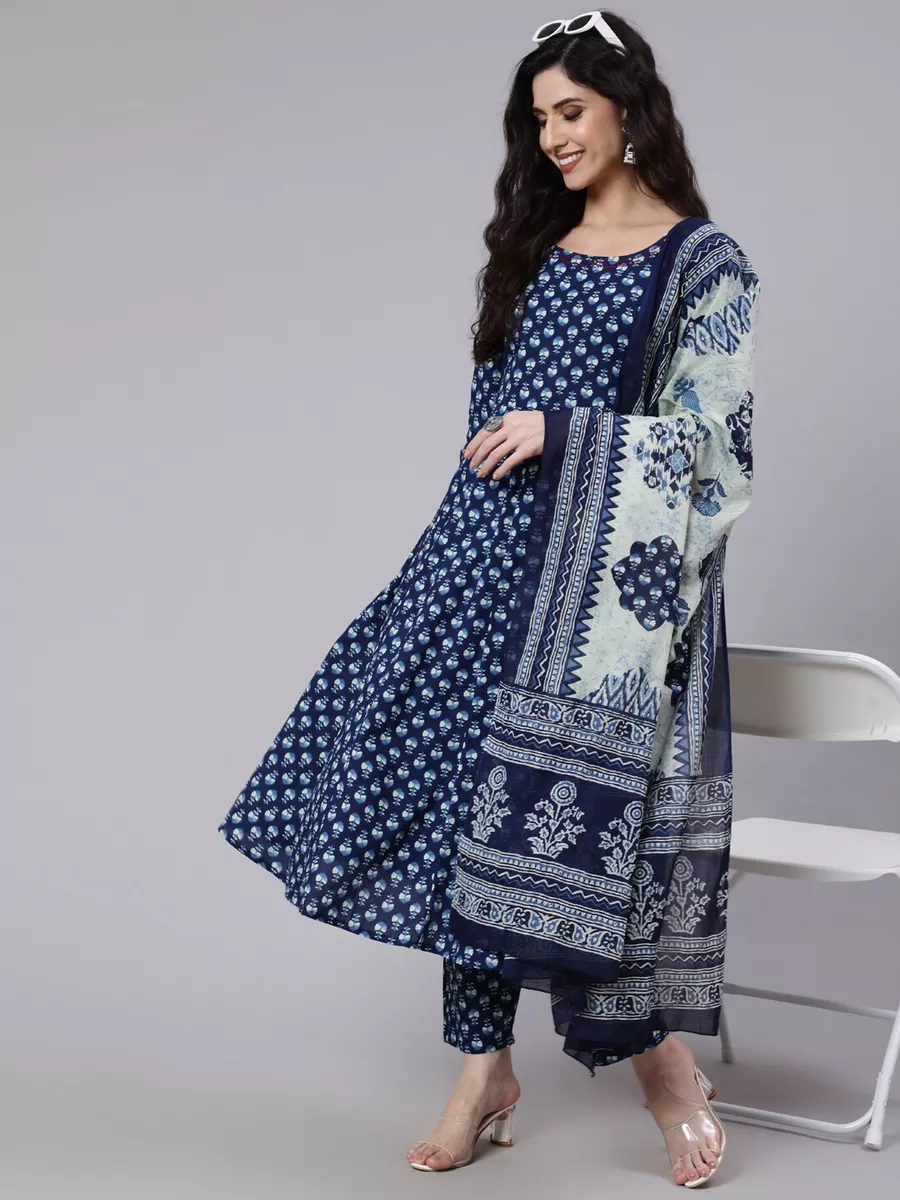 Women Designer Printed Salwar Kameez Summer Cotton Anarkali Gown With Dupatta
