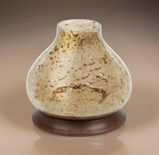 GG Collection Acanthus 10” Luster Glass & Mango Wood Hurricane Candleholder