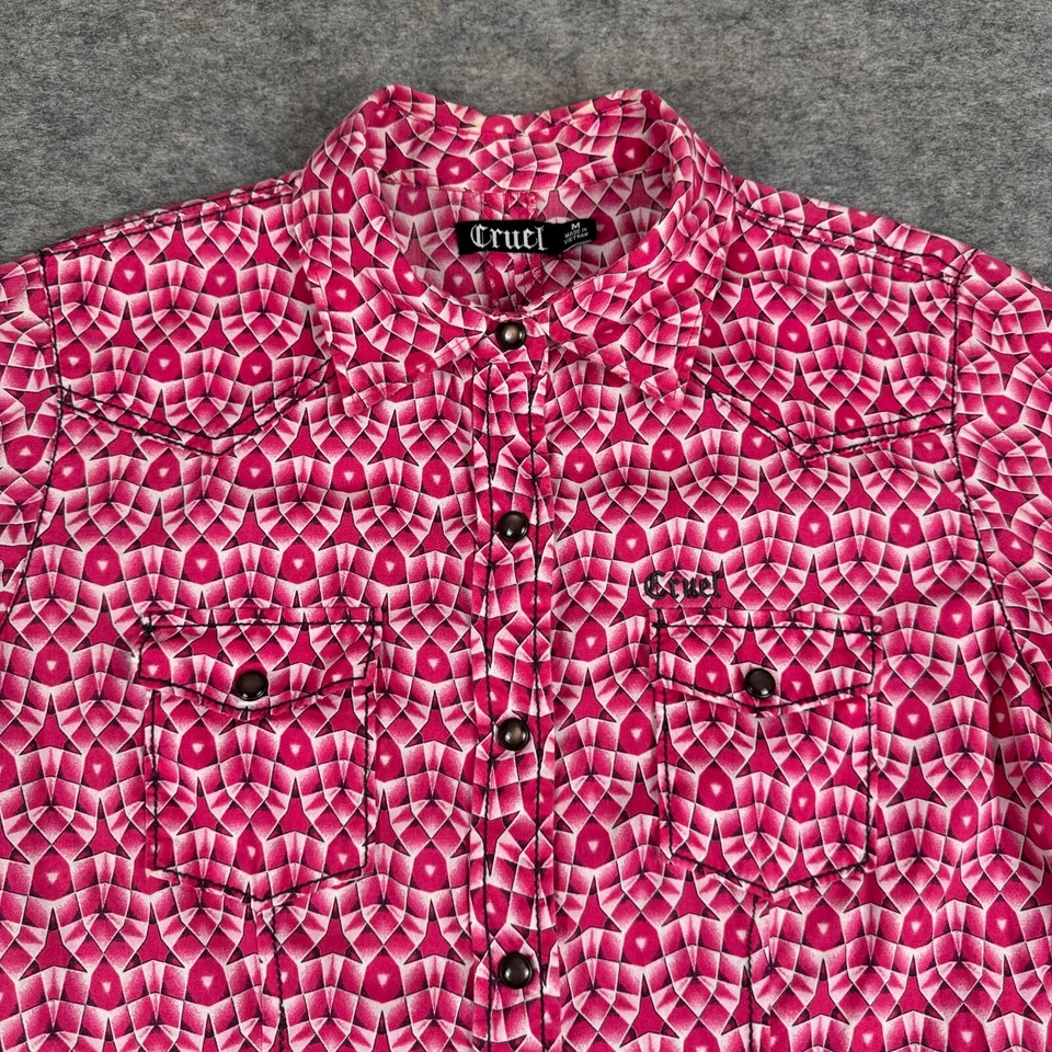 Camisa Cruel Niña Perla A Presión Manga Larga Geométrica Rosa Mujer Mediana M Foto 3 de 4