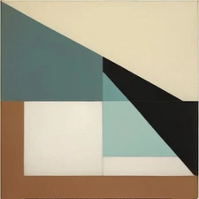 Medium Abstract Painting 2x2 ft. Post-Modernism Geometric Demrin Cubism II NEW