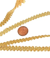Holiday Metallic Gold Trim Elastic Braid Stretch RIC RAC 5yds Edging Crafts Vntg