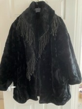 Donnybrook Black Faux Fur Coat Size 16-18, Made In The Usa