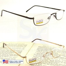 1.25 to 3.00 Semi-Rimless METAL 1/2 HALF FRAME READING GLASSES SPRING HINGE