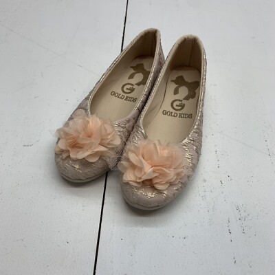 Gold Kids Girls Pink Flats Size 3
