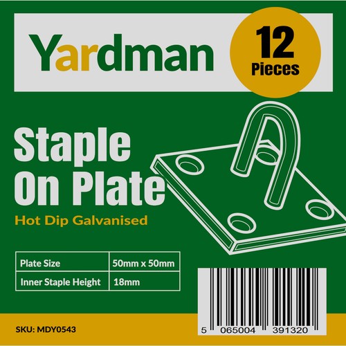 YARDMAN Staple on Square Plate 12-pce 50mm x 50mm Wall Floor Mount Galvanised - Picture 5 of 5