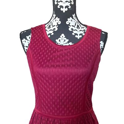 Lauren Conrad Dress Womens 6 Red Dot Lace Fit and Flare Classic Tulle Dress