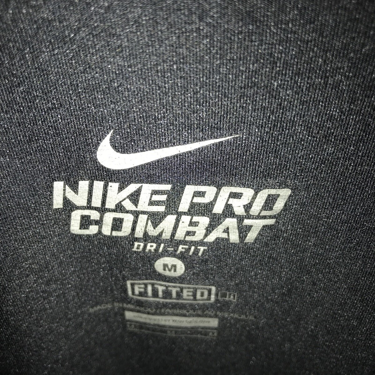 NIKE PRO COMBAT DRI-FIT MEDIUM Fitted Black Silver SWOOSH Long Sleeve Shirt