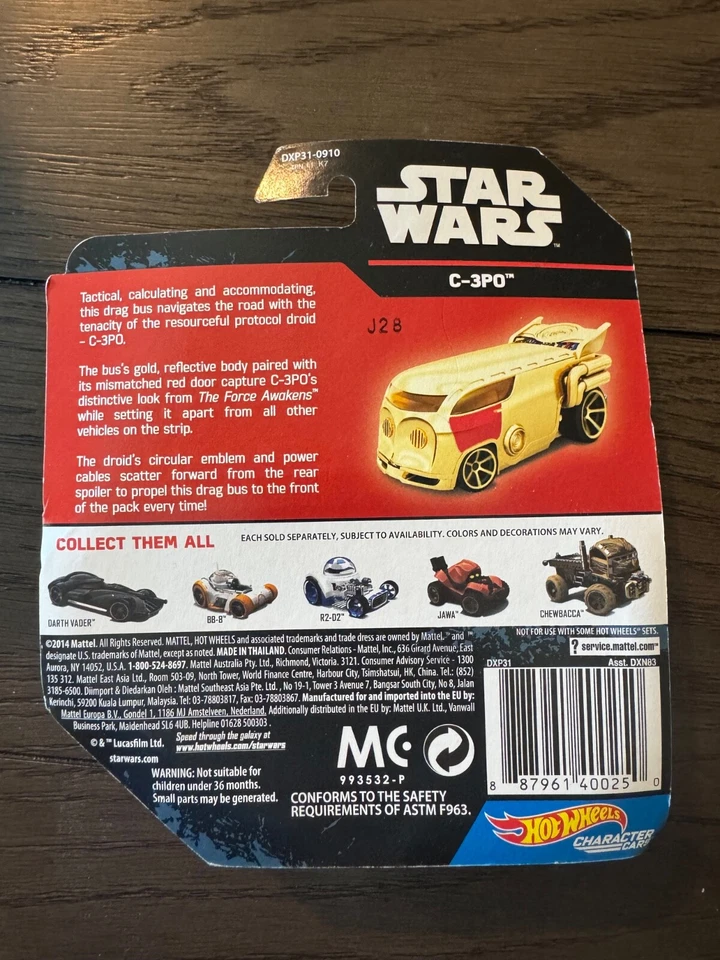 Coches personajes Hot Wheels 2014 Star Wars C-3Po #13 diecast Foto 2 de 2