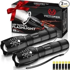 Victoper LED Flashlight 2 Pack, Bright 2000 Lumens Tactical Flashlights High NEW