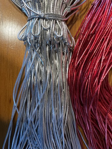 11” Silver Metallic Stretch Loops With Bows - Pack Of 100 Sealed - Picture 2 of 7