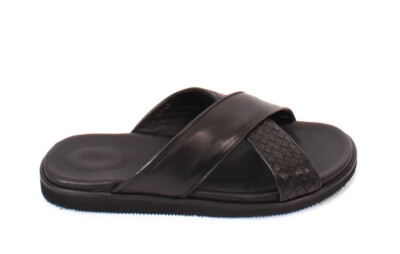 Roberto Serpentini 1700 Black Leather Slides Men Comfort  display picture 3