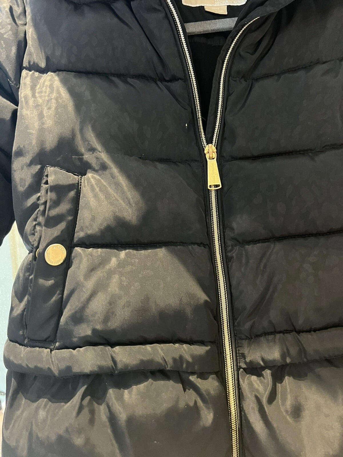Michael Kors Giacca Cappotto Tampone Cappuccio Rimovibile Cerniera Nera Piena Ragazze 10 12
