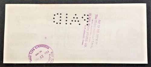 "SLIGO IRON STORE ST. LOUIS BANK of MERCER PRINCETON SCHECK von 1898 ""KELLY PATCH""" - Bild 2 von 2