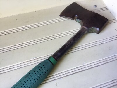UTILITY AXE RUBBERIZED TURQUOISE SURE GRIP HANDLE  w NAIL PULLER CAMPING 