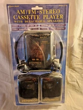 NEW Vintage Lenoxx Sound 9190 Portable AM/FM Stereo Cassette Player W/speakers