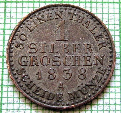 PRUSSIA GERMAN STATES Friedrich Wilhelm III 1838 A 1 Silbergroschen, BILLON - Picture 5 of 6