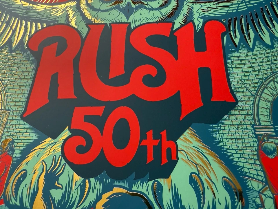 RUSH 50 металлический золотой фольги плакат 50-летие 50 издание Тим Барон 26/50 - Изображение 4 из 4