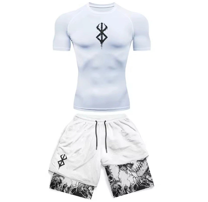 Berserk Anime Men's Compression Set short Sleeve Gym Top+Workout Shorts - Image 2 of 4