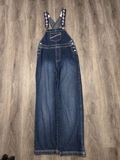 90's FUBU Blue Denim Overalls Men s S Suspender Wide Leg Baggy Y2K Rare 32x31