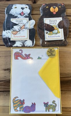 Vintage Richard Fowler Dog & Bear Story Books Cat Letter Writing Set Sealed Lot