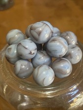 Vintage West Virginia Swirl Marbles Lot Of 16 Light Blue Purple .56 Inches M