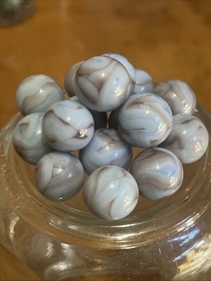 Vintage West Virginia Swirl Marbles  Lot Of 16 Light Blue &  Purple .56 Inches M