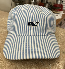 VINEYARD VINES HAT WOMEN'S BLUE WHITE STRIPE ADJUSTABLE CAP BLUE WHALE STRAPBACK