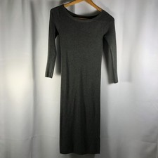 Zara Knit Sweater Dress Womens Small Gray Long Sleeve Ribbed Midi Bodycon NWOT