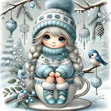 Christmas Diamond Painting Kits for Adults Beginners,DIY Winter Girl Diamond Art
