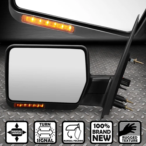 FOR 04-14 FORD F150 FOLDABLE+LED SIGNAL REAR VIEW TOWING MIRROR LEFT LHS/DRIVER