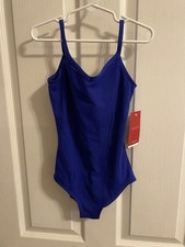 New Girls Capezio Princess Camisole Royal Blue Leotard M