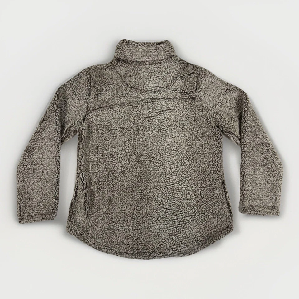 Зеленый чай шерпа плюшевый медведь флисовая куртка женщин большой серый насмешливый воротник 1/4 молнии - Изображение 2 из 4