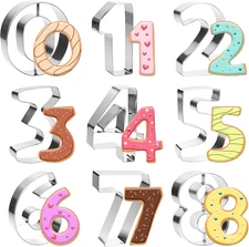 9 PCS Number Cookie Cutters Set, 3 Inches 0-8(6 Reverses to 9) Stainless Steel C