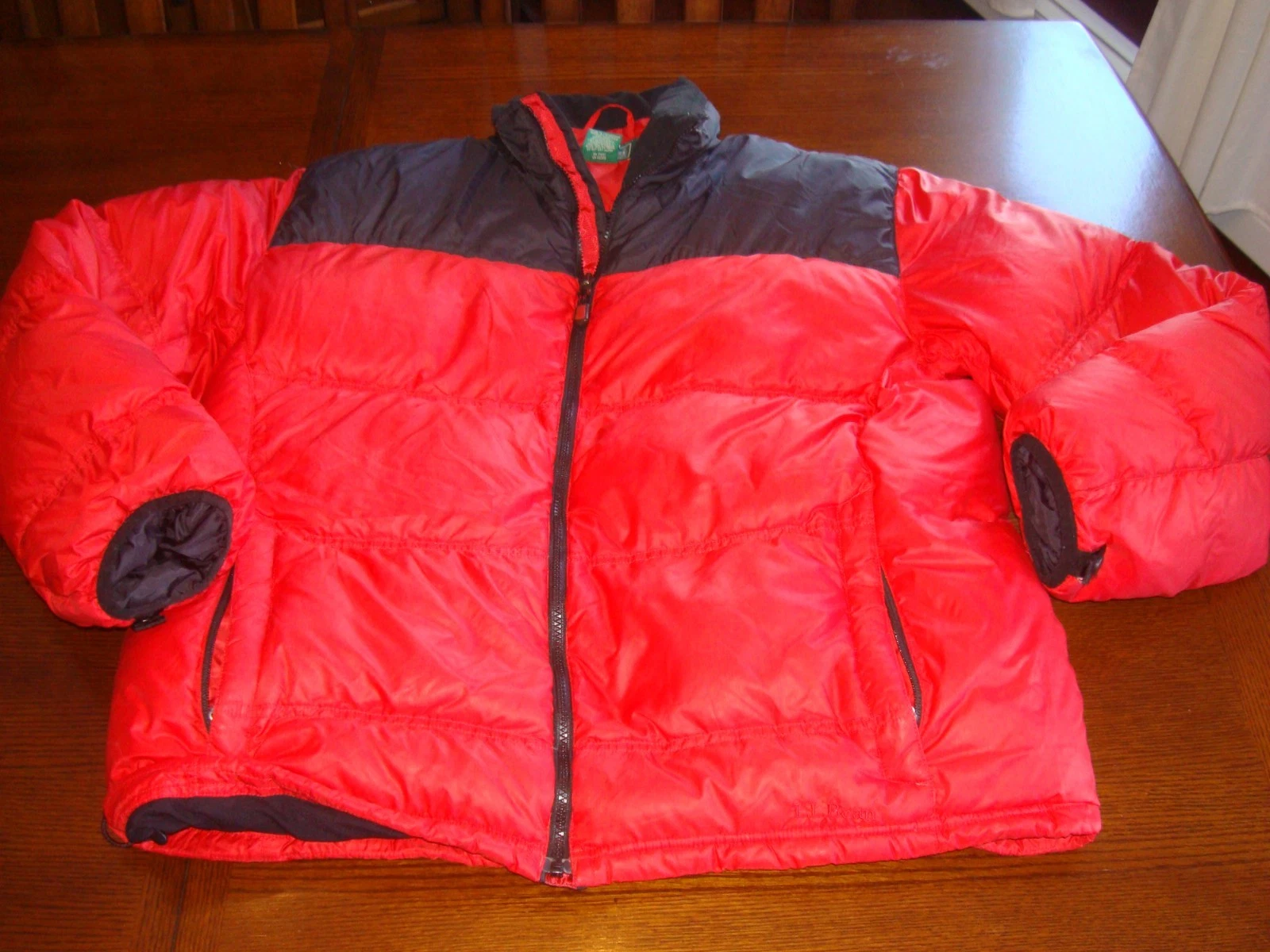 VINTAGE MEN'S L.L. BEAN PUFFER COAT RED BLACK XL VERY NICE !