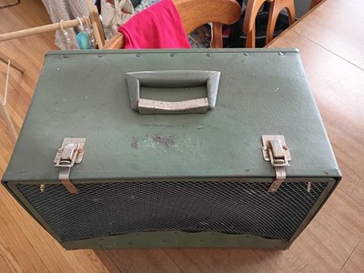 Vintage ALCO 1950s Pet Carrier AVOCADO GREEN Vents Small Dog Cat