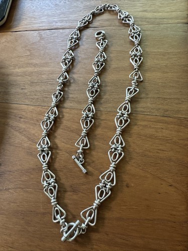 Vintage Taxco Mexico 925 Sterling Modernist Necklace, Bracelet Set. TE Hallmark