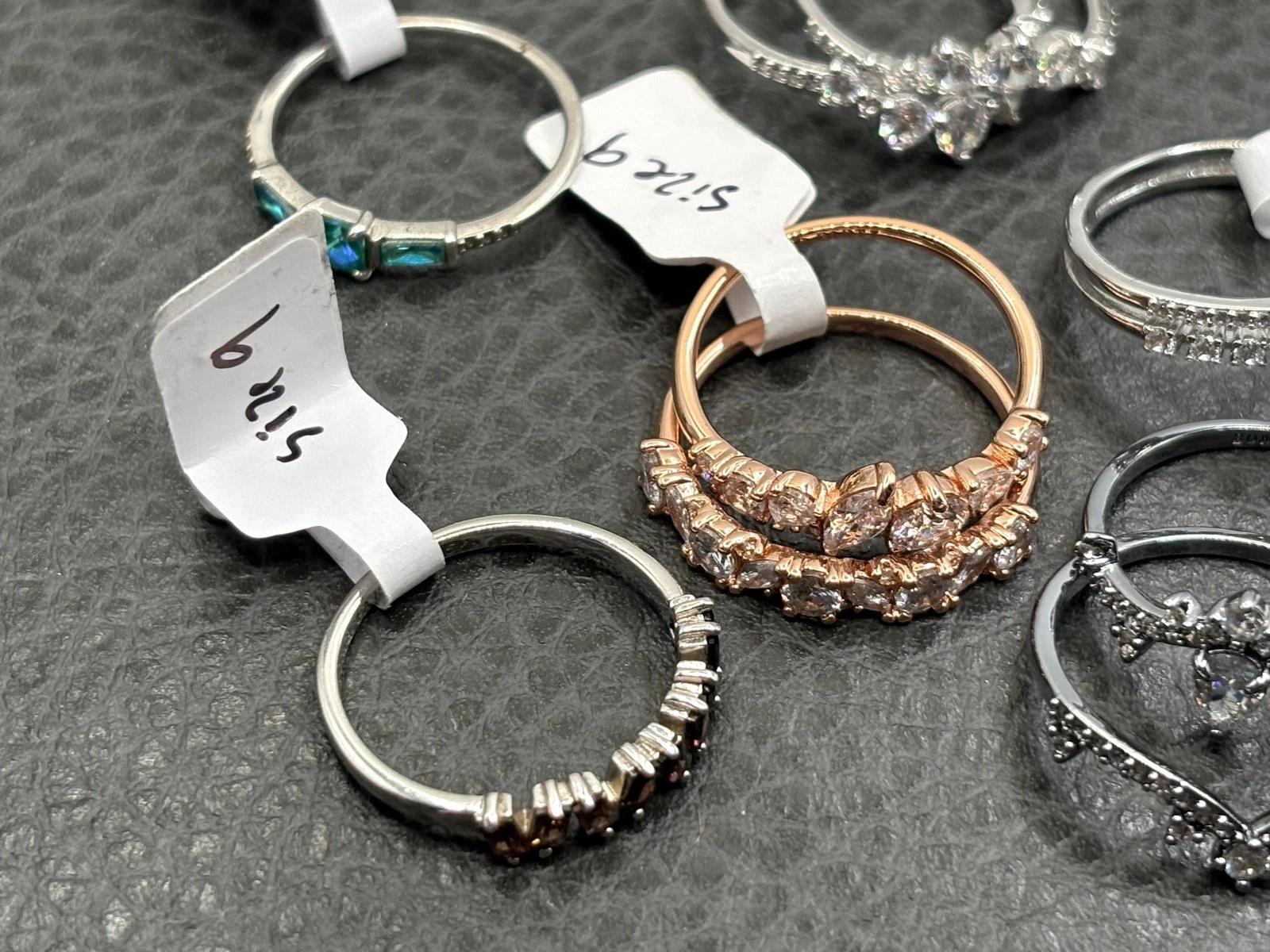 Lot Of Bomb Party Rings Cocktail Statement Crystal Silver / Rose / Gold Tone - product detail image 8