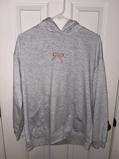 Shein Gray Bow Accent Grey Pullover Hoodie Teens Juniors Oversized Size Medium 6