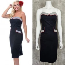Unique Vintage S Navy Strapless Retro Wiggle Pinup Fitted Party Cocktail Dress