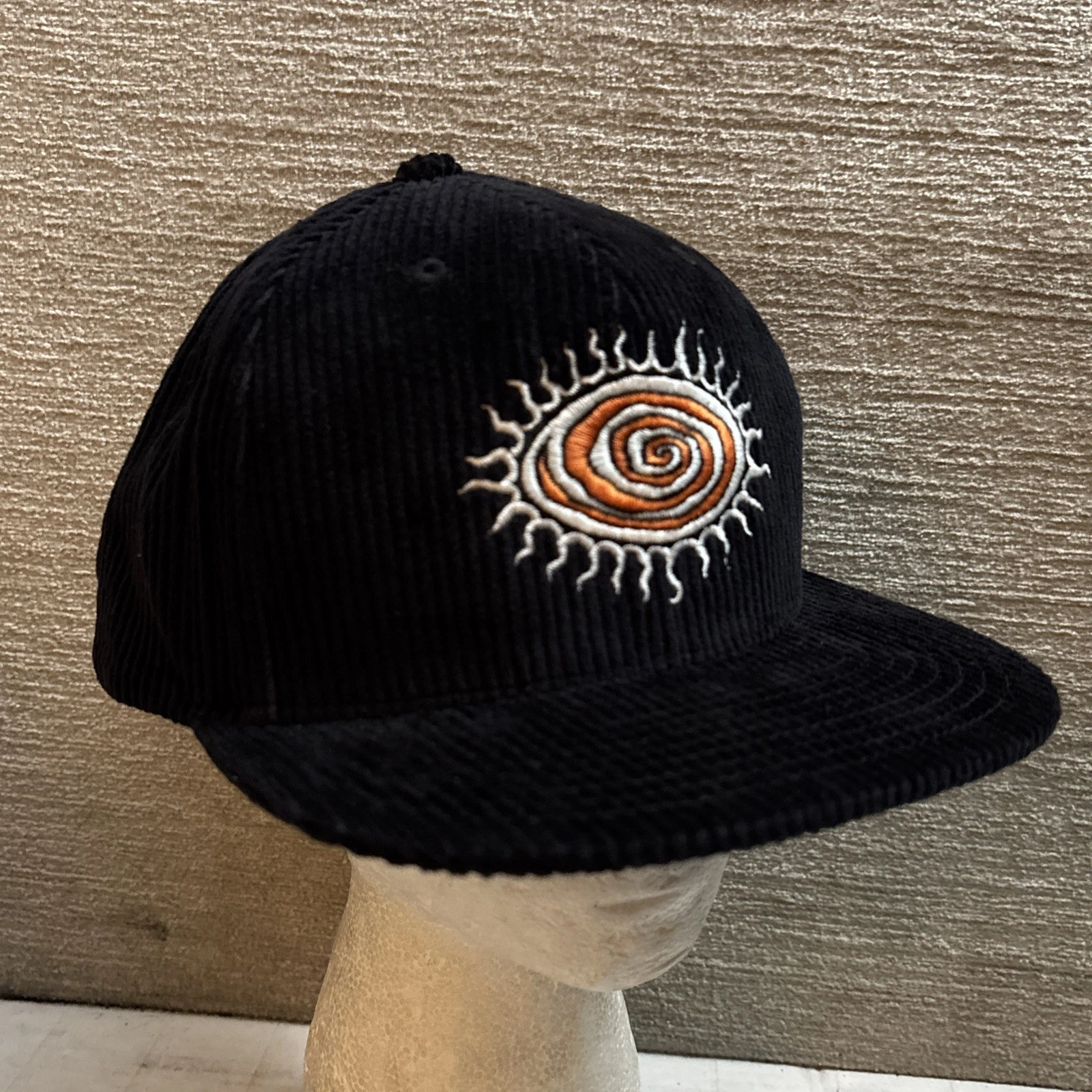 NEW Vans Skate Sun Swirl Geometic Corduroy Snapback Hat Black Skater Hip Hop